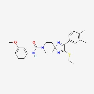 molecular formula C25H30N4O2S B2835561 2-(3,4-dimethylphenyl)-3-(ethylthio)-N-(3-methoxyphenyl)-1,4,8-triazaspiro[4.5]deca-1,3-diene-8-carboxamide CAS No. 1359447-66-7