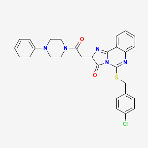 molecular formula C29H26ClN5O2S B2835567 5-{[(4-chlorophenyl)methyl]sulfanyl}-2-[2-oxo-2-(4-phenylpiperazin-1-yl)ethyl]-2H,3H-imidazo[1,2-c]quinazolin-3-one CAS No. 958580-23-9