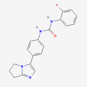 molecular formula C19H17FN4O B2835570 1-(4-(6,7-dihydro-5H-pyrrolo[1,2-a]imidazol-3-yl)phenyl)-3-(2-fluorophenyl)urea CAS No. 1421477-20-4