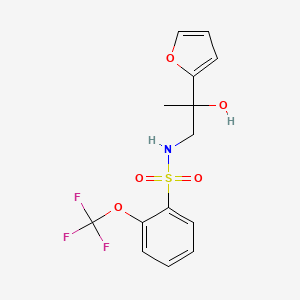 molecular formula C14H14F3NO5S B2835585 N-(2-(furan-2-yl)-2-hydroxypropyl)-2-(trifluoromethoxy)benzenesulfonamide CAS No. 1795494-09-5