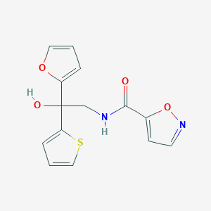 molecular formula C14H12N2O4S B2835589 N-(2-(呋喃-2-基)-2-羟基-2-(噻吩-2-基)乙基)异噁唑-5-甲酰胺 CAS No. 2034398-60-0
