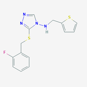 molecular formula C14H13FN4S2 B283559 N-{3-[(2-fluorobenzyl)thio]-4H-1,2,4-triazol-4-yl}-N-(2-thienylmethyl)amine 