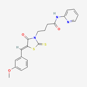 molecular formula C20H19N3O3S2 B2835593 (Z)-4-(5-(3-methoxybenzylidene)-4-oxo-2-thioxothiazolidin-3-yl)-N-(pyridin-2-yl)butanamide CAS No. 476667-47-7