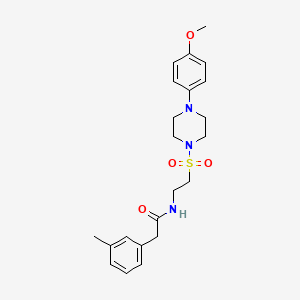 molecular formula C22H29N3O4S B2835594 N-(2-((4-(4-methoxyphenyl)piperazin-1-yl)sulfonyl)ethyl)-2-(m-tolyl)acetamide CAS No. 897610-83-2