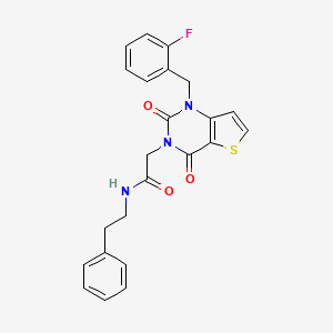 molecular formula C23H20FN3O3S B2835596 2-(1-(2-fluorobenzyl)-2,4-dioxo-1,2-dihydrothieno[3,2-d]pyrimidin-3(4H)-yl)-N-phenethylacetamide CAS No. 912886-11-4