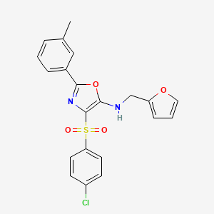 molecular formula C21H17ClN2O4S B2835597 4-((4-chlorophenyl)sulfonyl)-N-(furan-2-ylmethyl)-2-(m-tolyl)oxazol-5-amine CAS No. 862738-64-5