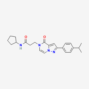 molecular formula C23H28N4O2 B2835601 N-环戊基-3-{4-氧代-2-[4-(异丙基)苯基]嘧啶并[1,5-a]嘧啶-5(4H)-基}丙酰胺 CAS No. 1326904-92-0