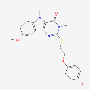 molecular formula C21H20FN3O3S B2835604 2-((2-(4-氟苯氧基)乙基)硫代)-8-甲氧基-3,5-二甲基-3H-嘧啶并[5,4-b]吲哚-4(5H)-酮 CAS No. 1112341-68-0