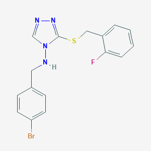molecular formula C16H14BrFN4S B283561 N-(4-bromobenzyl)-3-[(2-fluorobenzyl)sulfanyl]-4H-1,2,4-triazol-4-amine 
