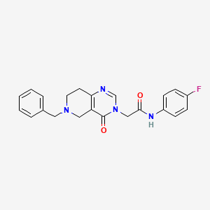 molecular formula C22H21FN4O2 B2835624 2-(6-benzyl-4-oxo-5,6,7,8-tetrahydropyrido[4,3-d]pyrimidin-3(4H)-yl)-N-(4-fluorophenyl)acetamide CAS No. 1251586-99-8