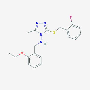 molecular formula C19H21FN4OS B283563 N-(2-ethoxybenzyl)-3-[(2-fluorobenzyl)sulfanyl]-5-methyl-4H-1,2,4-triazol-4-amine 