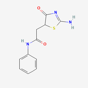 molecular formula C11H11N3O2S B2835638 2-(2-imino-4-oxo-1,3-thiazolidin-5-yl)-N-phenylacetamide CAS No. 138375-99-2