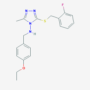 molecular formula C19H21FN4OS B283564 N-(4-ethoxybenzyl)-N-{3-[(2-fluorobenzyl)thio]-5-methyl-4H-1,2,4-triazol-4-yl}amine 