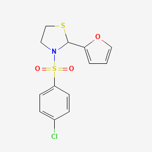 3-(4-Chlorophenyl)sulfonyl-2-(furan-2-yl)-1,3-thiazolidine