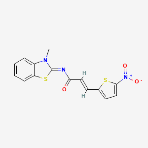 molecular formula C15H11N3O3S2 B2835674 (2E,NZ)-N-(3-甲基苯并[d]噻唑-2(3H)-基亚乙烯)-3-(5-硝基噻吩-2-基)丙烯酰胺 CAS No. 477547-78-7