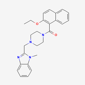molecular formula C26H28N4O2 B2835679 (2-ethoxynaphthalen-1-yl)(4-((1-methyl-1H-benzo[d]imidazol-2-yl)methyl)piperazin-1-yl)methanone CAS No. 1172303-60-4