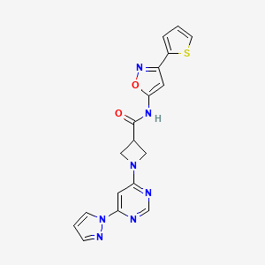 1-(6-(1H-pyrazol-1-yl)pyrimidin-4-yl)-N-(3-(thiophen-2-yl)isoxazol-5-yl)azetidine-3-carboxamide