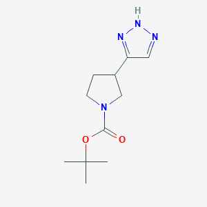 molecular formula C11H18N4O2 B2835697 叔丁基-3-(2H-三唑-4-基)吡咯啉-1-甲酸酯 CAS No. 2383579-90-4