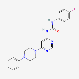 molecular formula C21H21FN6O B2835703 1-(4-Fluorophenyl)-3-[6-(4-phenylpiperazin-1-yl)pyrimidin-4-yl]urea CAS No. 1421584-21-5