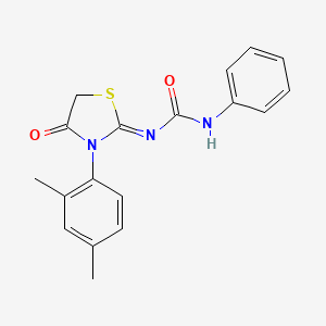 molecular formula C18H17N3O2S B2835707 (Z)-1-(3-(2,4-dimethylphenyl)-4-oxothiazolidin-2-ylidene)-3-phenylurea CAS No. 326014-15-7