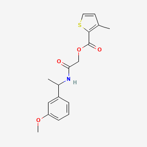 molecular formula C17H19NO4S B2835714 2-((1-(3-Methoxyphenyl)ethyl)amino)-2-oxoethyl 3-methylthiophene-2-carboxylate CAS No. 1291841-81-0