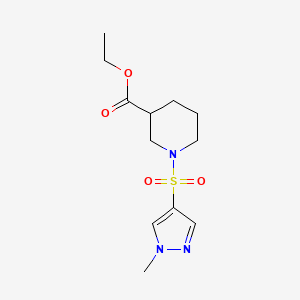molecular formula C12H19N3O4S B2835715 Ethyl 1-((1-methyl-1H-pyrazol-4-yl)sulfonyl)piperidine-3-carboxylate CAS No. 1005568-79-5