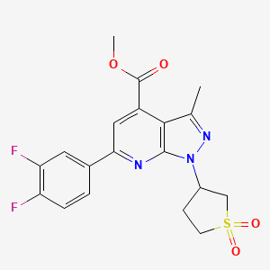 molecular formula C19H17F2N3O4S B2835716 methyl 6-(3,4-difluorophenyl)-1-(1,1-dioxidotetrahydrothiophen-3-yl)-3-methyl-1H-pyrazolo[3,4-b]pyridine-4-carboxylate CAS No. 1040635-34-4