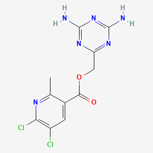 molecular formula C11H10Cl2N6O2 B2835717 (4,6-Diamino-1,3,5-triazin-2-yl)methyl 5,6-dichloro-2-methylpyridine-3-carboxylate CAS No. 2249036-11-9