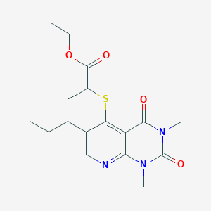 molecular formula C17H23N3O4S B2835718 Ethyl 2-((1,3-dimethyl-2,4-dioxo-6-propyl-1,2,3,4-tetrahydropyrido[2,3-d]pyrimidin-5-yl)thio)propanoate CAS No. 941966-11-6