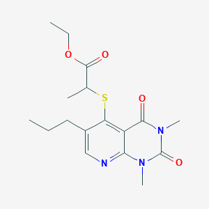 molecular formula C17H23N3O4S B2835718 乙酸乙酯 2-((1,3-二甲基-2,4-二氧代-6-丙基-1,2,3,4-四氢吡啶并[2,3-d]嘧啶-5-基)硫)丙酸酯 CAS No. 941966-11-6