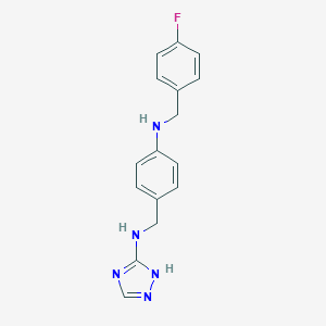 molecular formula C16H16FN5 B283572 N-{4-[(4-fluorobenzyl)amino]benzyl}-1H-1,2,4-triazol-5-amine 