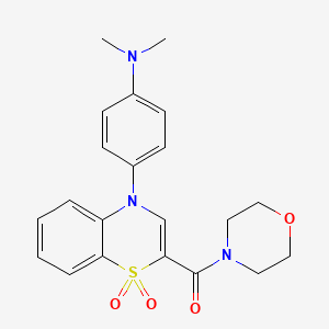 molecular formula C21H23N3O4S B2835723 (4-(4-(dimethylamino)phenyl)-1,1-dioxido-4H-benzo[b][1,4]thiazin-2-yl)(morpholino)methanone CAS No. 1251558-90-3