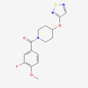 molecular formula C15H16FN3O3S B2835729 1-(3-氟-4-甲氧基苯甲酰)-4-(1,2,5-噻二唑-3-基氧基)哌啶 CAS No. 2097921-31-6