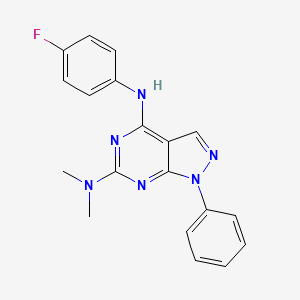 molecular formula C19H17FN6 B2835732 N~4~-(4-fluorophenyl)-N~6~,N~6~-dimethyl-1-phenyl-1H-pyrazolo[3,4-d]pyrimidine-4,6-diamine CAS No. 946288-84-2