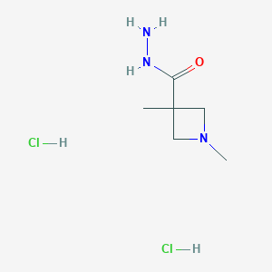 molecular formula C6H15Cl2N3O B2835741 1,3-二甲基吖啶-3-甲酰肼;二盐酸盐 CAS No. 2089255-14-9