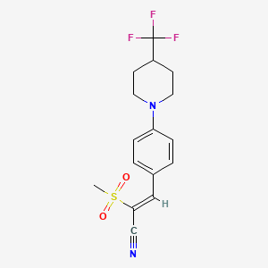 molecular formula C16H17F3N2O2S B2835743 (2Z)-2-(methylsulfonyl)-3-{4-[4-(trifluoromethyl)piperidin-1-yl]phenyl}acrylonitrile CAS No. 2062707-46-2