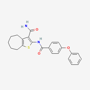 molecular formula C23H22N2O3S B2835746 2-(4-phenoxybenzamido)-5,6,7,8-tetrahydro-4H-cyclohepta[b]thiophene-3-carboxamide CAS No. 441290-66-0
