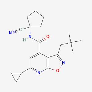 molecular formula C21H26N4O2 B2835747 N-(1-cyanocyclopentyl)-6-cyclopropyl-3-(2,2-dimethylpropyl)-[1,2]oxazolo[5,4-b]pyridine-4-carboxamide CAS No. 1427663-83-9