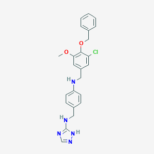 molecular formula C24H24ClN5O2 B283575 N-(4-{[4-(benzyloxy)-3-chloro-5-methoxybenzyl]amino}benzyl)-1H-1,2,4-triazol-5-amine 