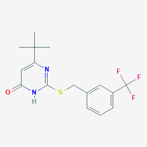 molecular formula C16H17F3N2OS B2835754 6-(tert-butyl)-2-{[3-(trifluoromethyl)benzyl]sulfanyl}-4(3H)-pyrimidinone CAS No. 478259-92-6