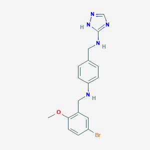 molecular formula C17H18BrN5O B283576 N-{4-[(5-bromo-2-methoxybenzyl)amino]benzyl}-1H-1,2,4-triazol-5-amine 