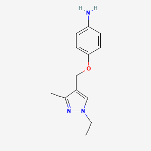molecular formula C13H17N3O B2835760 4-((1-Ethyl-3-methyl-1H-pyrazol-4-yl)methoxy)aniline CAS No. 1006958-89-9