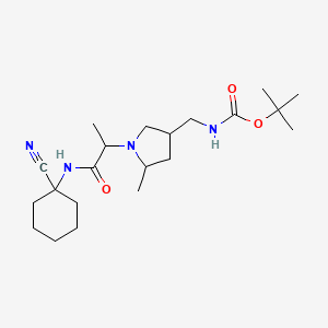 molecular formula C21H36N4O3 B2835777 tert-butyl N-[(1-{1-[(1-cyanocyclohexyl)carbamoyl]ethyl}-5-methylpyrrolidin-3-yl)methyl]carbamate CAS No. 1423369-07-6