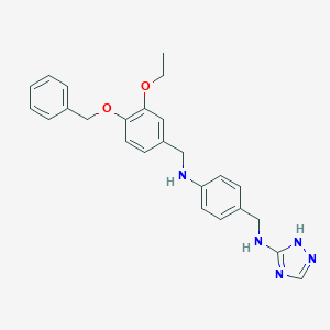 molecular formula C25H27N5O2 B283578 N-(4-{[4-(benzyloxy)-3-ethoxybenzyl]amino}benzyl)-1H-1,2,4-triazol-5-amine 