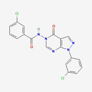 molecular formula C18H11Cl2N5O2 B2835780 3-chloro-N-(1-(3-chlorophenyl)-4-oxo-1H-pyrazolo[3,4-d]pyrimidin-5(4H)-yl)benzamide CAS No. 919859-32-8