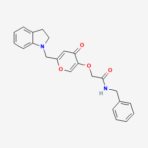 molecular formula C23H22N2O4 B2835786 N-benzyl-2-((6-(indolin-1-ylmethyl)-4-oxo-4H-pyran-3-yl)oxy)acetamide CAS No. 898417-82-8