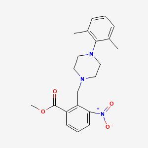molecular formula C21H25N3O4 B2835825 Methyl 2-{[4-(2,6-dimethylphenyl)piperazino]methyl}-3-nitrobenzenecarboxylate CAS No. 860784-16-3