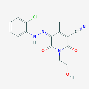 molecular formula C15H13ClN4O3 B283585 (5Z)-5-[(2-chlorophenyl)hydrazinylidene]-1-(2-hydroxyethyl)-4-methyl-2,6-dioxopyridine-3-carbonitrile 