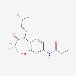 molecular formula C20H30N2O3 B2835854 N-(5-isopentyl-3,3-dimethyl-4-oxo-2,3,4,5-tetrahydrobenzo[b][1,4]oxazepin-8-yl)isobutyramide CAS No. 921541-24-4