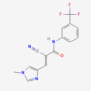 molecular formula C15H11F3N4O B2835857 2-cyano-3-(1-methyl-1H-imidazol-4-yl)-N-[3-(trifluoromethyl)phenyl]prop-2-enamide CAS No. 1808895-24-0